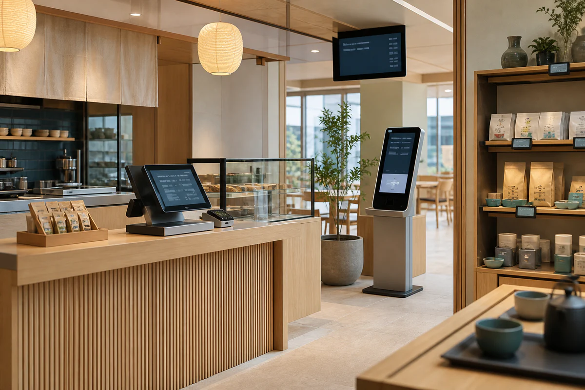 POS、セルフオーダー端末、電子棚札を備えたスマート店舗